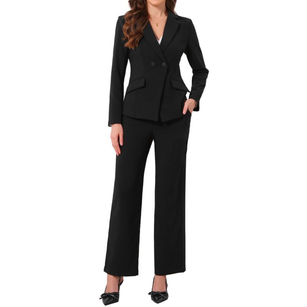 Women Dressy Blazer and Pants 2 Piece Set Business Pant Suits Black